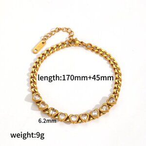 18K Gold Plated Heart Link Bracelet – Waterproof, Heat Proof & Tarnish Resistant
